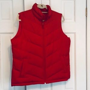 Lands End red puffer vest